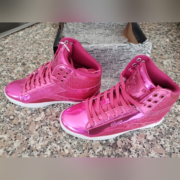 New Pastry Pop Tart Glitter High-Top Sneaker & Dance Shoe - FUCHSIA - Size 6.5 - Picture 2 of 4